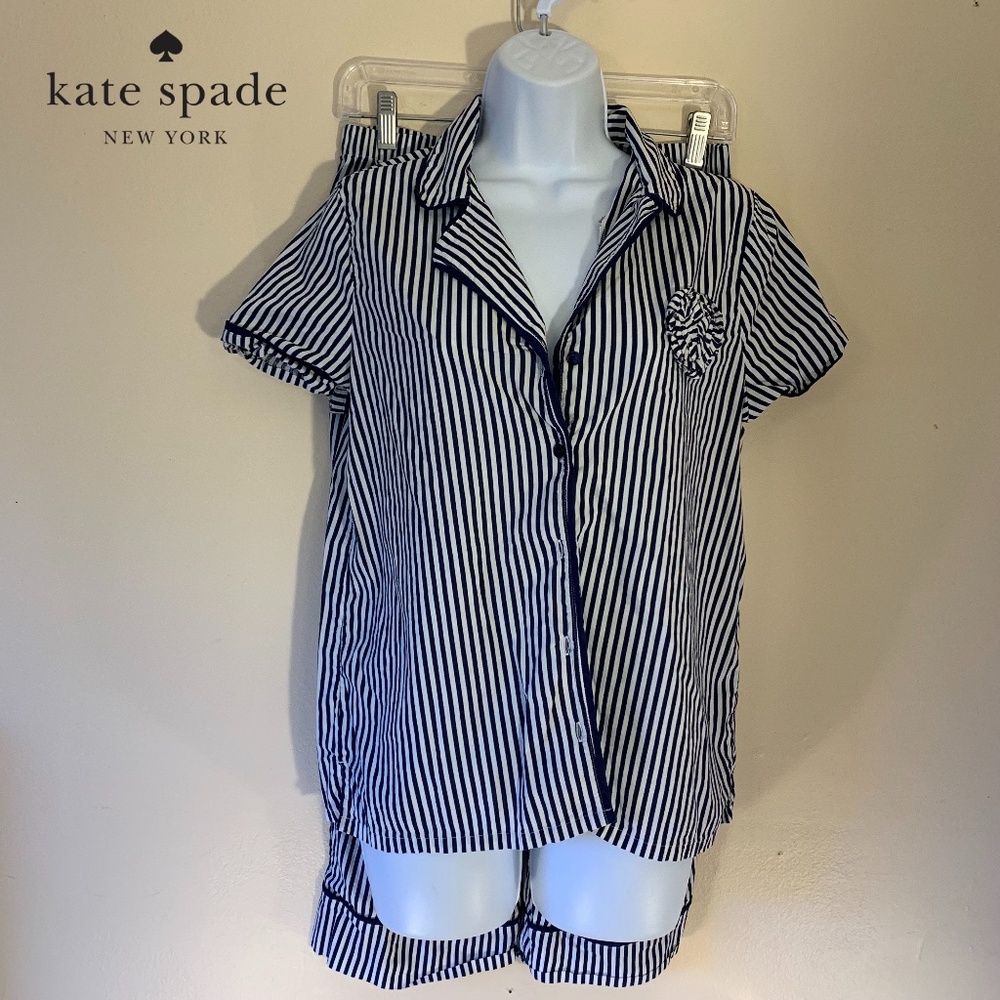 kate spade Navy and White Striped Short Pajama Set